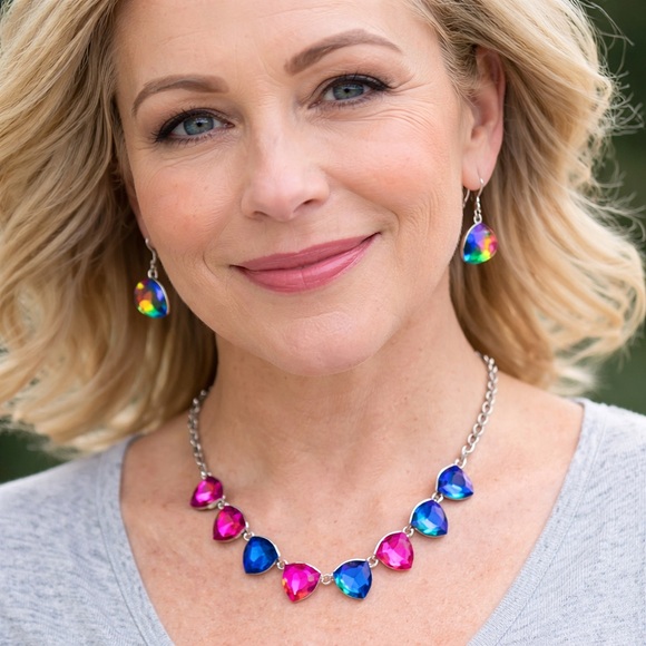 paparazzi Jewelry - Paparazzi Vibrant Pink and Blue Necklace Set